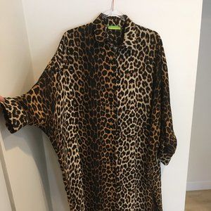 Batwing Leopard Print Cocoon Dress